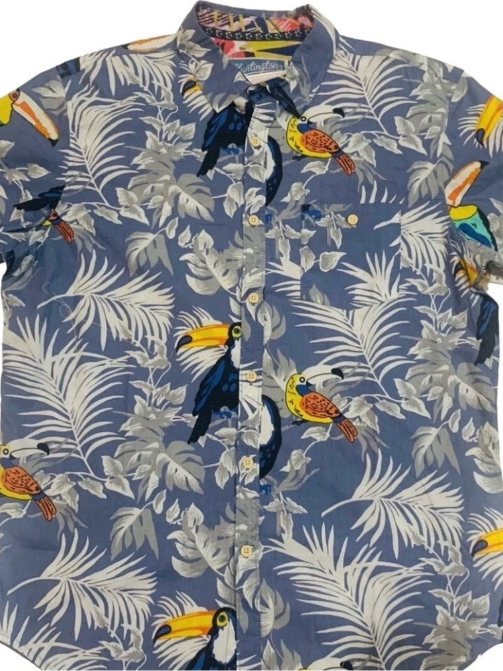 New! Huntington Sz L Men Multicolored Button-up Shirt Short sleeve